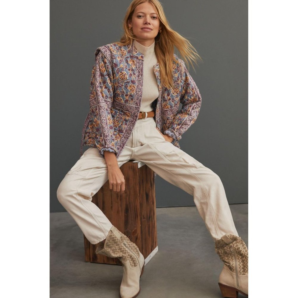 Anthropologie Antik Batik Vineyard Quilted Jacquard Jacket